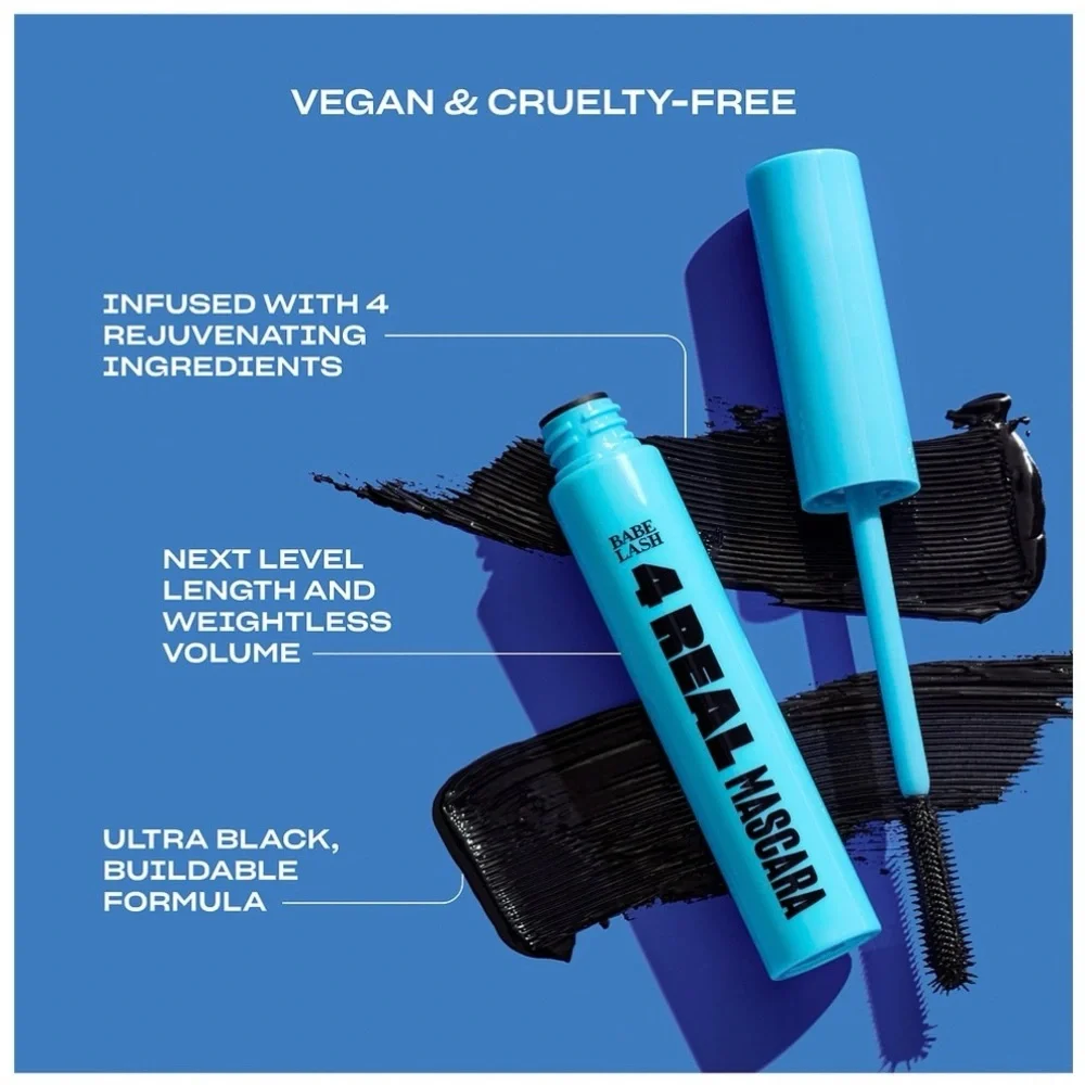 Babe Lash 4 Real Mascara in Black. Brand New. 8.5g. 0.29 OZ. Vegan.